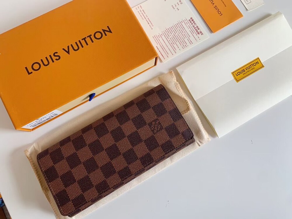 Louis Vuitton Damier Ebene Canvas Portefeuille Sarah Wallet
